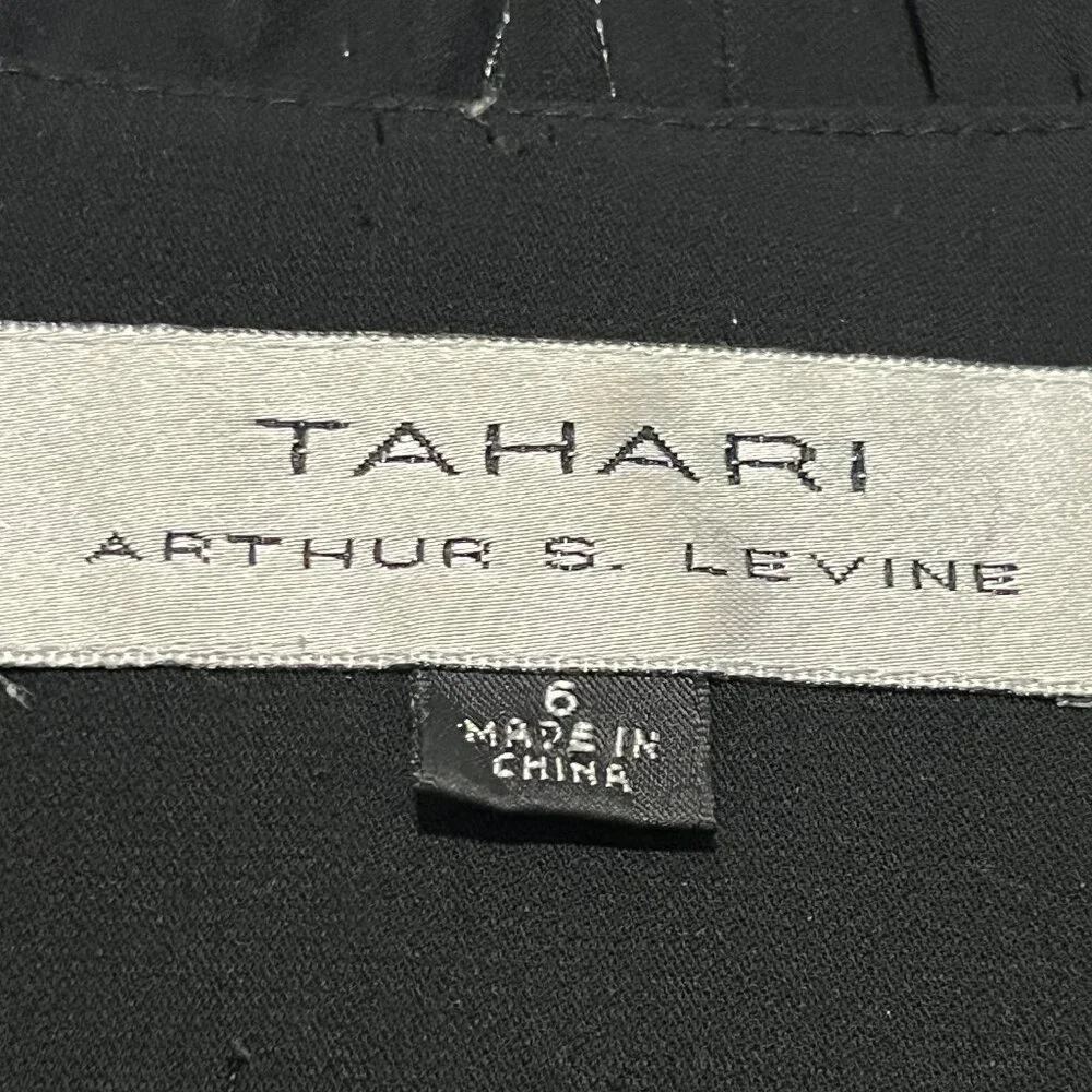 Tahari Arthur S Levine Womens Ruffle Blazer 6 Black Corporate Goth Professional